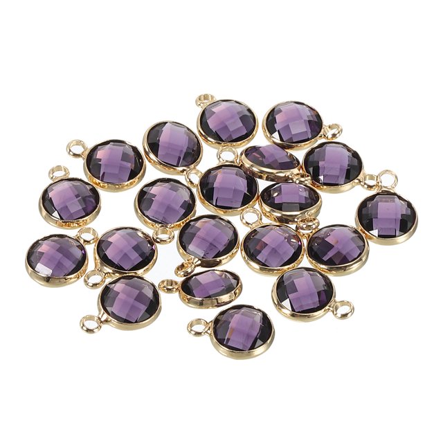 Unique Bargains Crystal Birthstone Charm, February Pendants Drop Bead Purple, for Jewelry Making, 20 Pack
