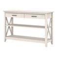 thumbnail image 1 of Pemberly Row Table Console en Bois avec Tiroirs et Étagères en Blanc Lin, 1 of 10