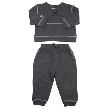Juddlies Designs - Bébé, Tout-petit - Collection Respirez EZE - Ensemble de jogging deux pièces en coton - Gris anthracite moucheté