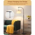 thumbnail image 2 of EDISHINE Lampe sur Pied Arquée Moderne avec Abat-Jour Tambour en Lin Beige et Base Lourde, Lampe de Lecture Noire à Intensité Réglable, Ampoule avec Télécommande Incluse, Haute P, 2 of 8