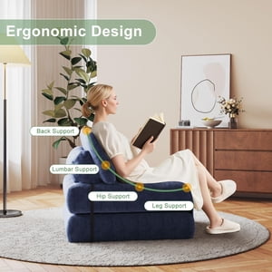 GloryStar Floor Folding Couch, Full Size Fold Out Sofa Bed with Back Support and Pillow, Corduroy Convertible Sleeper