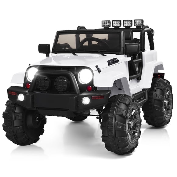 Costway 12V Kids Ride On Truck Car w/ Remote Control MP3 Music LED Lights White