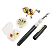 Fishing Rod Reel Combo Set Telescopic Portable Pocket Pen Fishing Rod and Reel Aluminum Alloy Fishing Line Soft Lures Baits Jig Hooks
