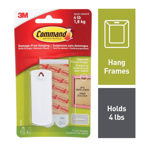 Command™ Sawtooth Picture Hanger with Water-Resistant Strips 17040C, Large