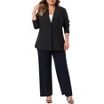 thumbnail image 2 of Agnes Orinda Blazer de Bureau pour Femme Grande Taille d'Automne, à Revers Cranté, Boutonné, 4X Noir, 2 of 6