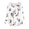thumbnail image 4 of Pompotops Mode Décontractée pour Femmes Col Rond Manches Longues Bouton Imprimé Haut Blouse en Solde, 4 of 4
