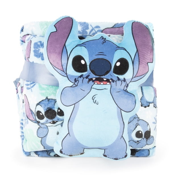 Stitch 3pc Travel Set - Blanket, Pillow, and Plush Gift Set