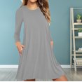thumbnail image 1 of zanvin Hauts pour Femmes, Mode pour Dames Décontractée à Manches Longues, Robe T-shirt Ample Unie avec Poches, Chemise, 1 of 5