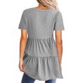 thumbnail image 3 of asjyhkr Womens Short Sleeve Tops Oversized V Neck Loose Fitting Comfy Lightweight Soft Tees Solid Color, 3 of 6