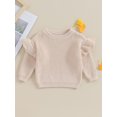thumbnail image 2 of Gupgi Toddler Girl Sweaters 3M 6M 9M 12M 18M 2Y 3Y Baby Ruffle Long Sleeve Solid Color Knit Pullover Fall Winter Loose Tops, 2 of 9