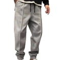 thumbnail image 1 of Pants for Men, Mens Fashion Drawstring Elastic Waist Solid Color Casual Sweat Length Pants, 1 of 6