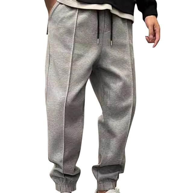 Pants for Men, Mens Fashion Drawstring Elastic Waist Solid Color Casual Sweat Length Pants