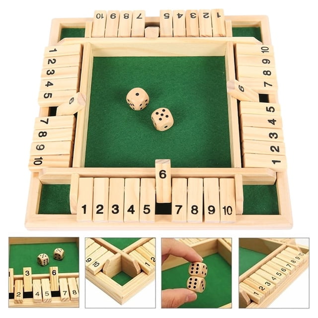 Pluokvzr ND Shut The Box Dice Game Wooden 4 Player Pub Board Games Number Drinking Board Game Classic Dice Board Toy Family Traditional Math Strategy Tabletop Board Game (GREEN)