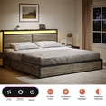 thumbnail image 4 of GUNAITO King Size Bed Frame with Headboard and 4 Storage Drawers LED Platform Bed Frame with Charging Station Brown, 4 of 9