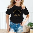 thumbnail image 2 of LUOGENLI T-Shirt pour Filles Enfant Filles Mignon Graphique Col Rond Manches Courtes Tee Été Décontracté T-Shirt Maxi Chemises pour Filles Noir 5-6 Ans, 2 of 5
