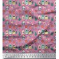 thumbnail image 1 of Soimoi Purple polyester Crepe Fabric Owl & Tree Christmas Printed Craft Fabric by the Yard 42 Inch Wide, 1 of 5