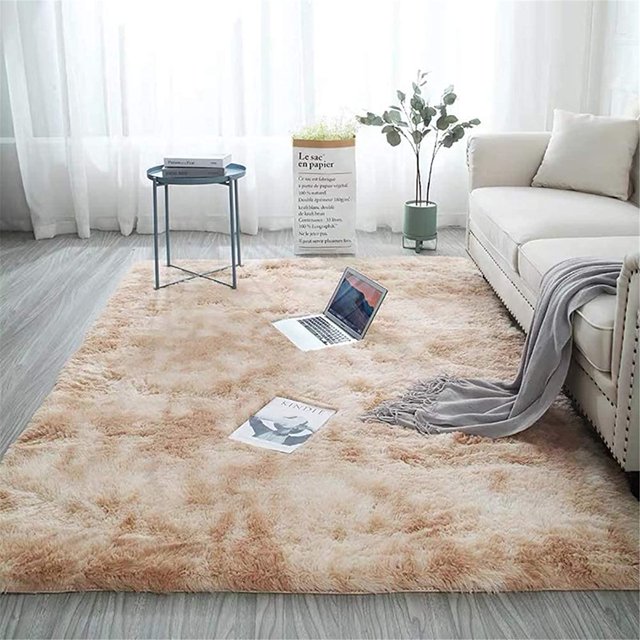 Super Soft Area Rug for Bedroom, 6.5x10 ft, Fluffy Rugs, Shag Rugs for Living Room, Big Rug, Furry Rugs for Girls Boys Room, Nursery, Dorm, Anti-Slip Rug, Khaki Carpet, Rectangle