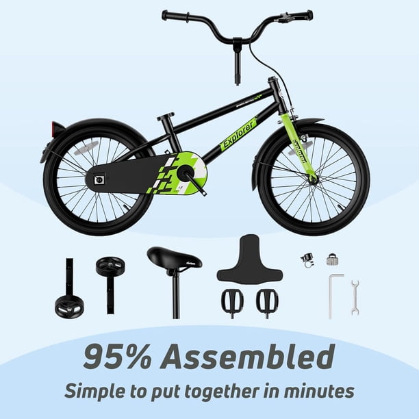 RULLY Vélo Enfant 12 à 16 Pouces – Cadre Léger, Roues Stabilisatrices, Frein à Main Et Rétropédalage, Panier – Pour Filles Et Garçons De 2 à 6 Ans