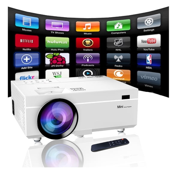 Video Projector 1080P Mini Projector, LED Portable Projector Support 4k 150'' Display Home Theater
