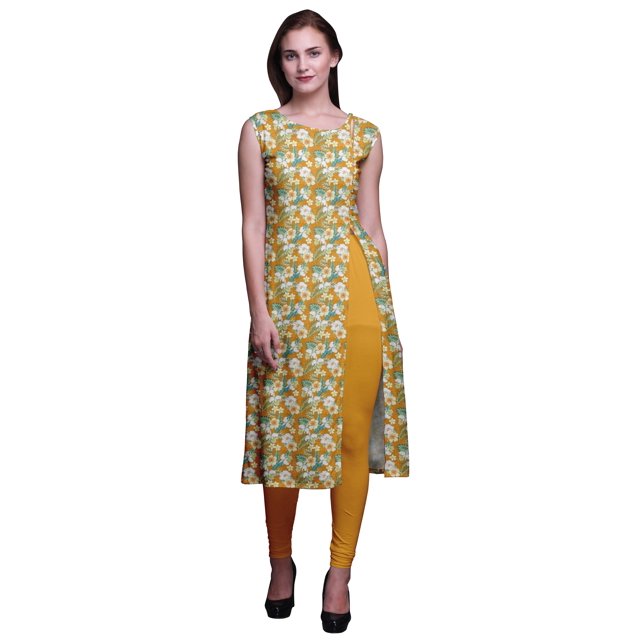 Bimba Kurti d'Été Sans Manches Imprimé Tunique Droite Robes pour Femmes