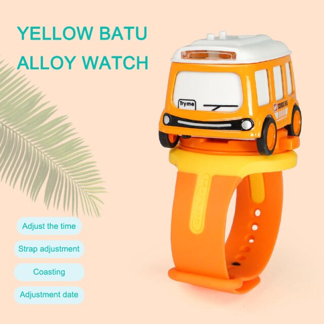 Alloy Electronic Watch 1:62 Mini Cartoon Watch Toy Car Racer Gravity with Sound and Light Sensor RC Toy Gift for Kids Dropship - Orange