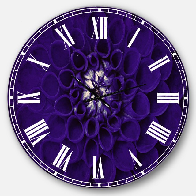 Designart « Design de Fleur Bleue Abstraite » Horloge Murale Moderne