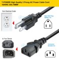 thumbnail image 2 of T POWER (4 Pi) Long 3 Broches CA POWER Cord Compatible avec Instant Pot Pressure Cookers, Rice Cookers, Soy Milk Makers,, 2 of 4