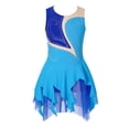 thumbnail image 1 of Jhaoyu Robe de Patinage à Glace Sans Manches pour Filles avec Strass Scintillants Robe de Danse Ballet Gymnastique Bleu 12, 1 of 5