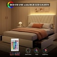 thumbnail image 1 of GloryStar Upholstered Bed Frame with 4 Storage Drawers and RGB LED Lights, Velvet Platform Bed Frame with Wingback Headboard, Modern Luxury Bed for Bedroom, White, 1 of 6