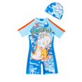 thumbnail image 1 of Sunnyoo Little Boys Swimsuits Cartoon Dinosaur Print Short Sleeve Rash Guard Swim Shorts, Sizes 3-8, 1 of 8