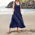 thumbnail image 1 of Liquidation d'Été 2025! Robe Grande Taille pour Femmes, Liquidation d'Été pour Femmes, Mode d'Été Décontractée pour Femmes Robe Sans Manches à Col Rond avec Poches, 1 of 5
