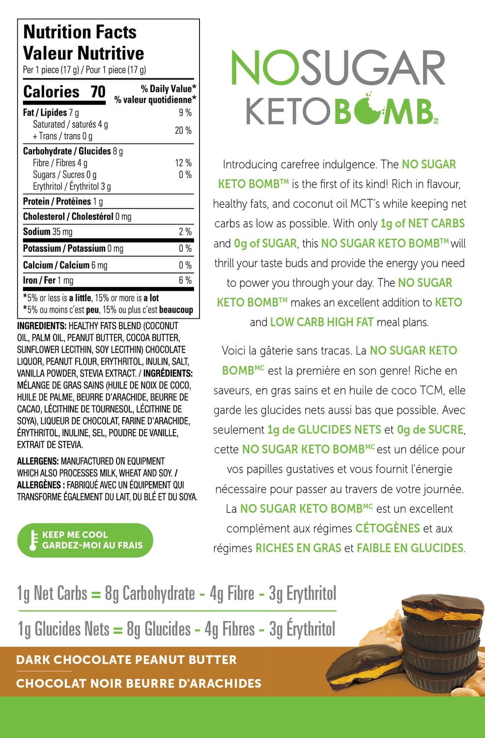 No Sugar Keto Bomb Chocolat Beurre d'Arachides