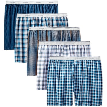 Fruit of the Loom Men`s 5pk Exposed Waistband Woven Boxers, S, Assorted