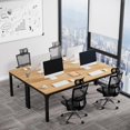 thumbnail image 4 of Tribesigns 6.5FT Modern Office Conference Table, 78.74-Inch Large Seminar Meeting Desk with Metal Legs and Adjustable Pads, Boardroom Training Table, Light Walnut, 4 of 5