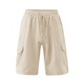 thumbnail image 4 of EOYWHK Linen Shorts for Men Elastic Waist Drawstring Summer Cargo Shorts Summer Beach Swim Board Shorts with Multi-Pockets, 4 of 5