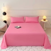 Yrmaups Easy Care Polyester Bedding Set Flat Sheet and Two Pillowcases, Breathable Home Textile Bed Sheets for Standard Mattress, Soft Household Linens