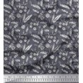 thumbnail image 1 of Soimoi Poly Georgette Fabric Leaves & Floral Block Fabric Prints by Yard 52 Inch Wide, 1 of 3