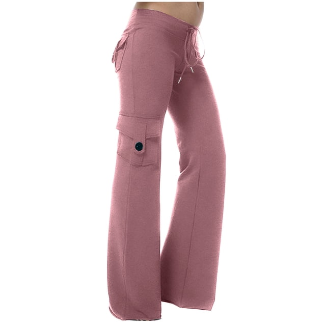 Timegard Womens Pants Workout Comfy High Waist Wide Leg Trousers Straight Solid Colar Pants with Button Pocket
