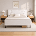 thumbnail image 1 of Full Bed Frame,Telino Full Size Platform Bed With Fabric Upholstered Headboard, White, 1 of 5