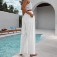 thumbnail image 5 of Summer Clearance 2025! Womens Plus Size Pants,Woman Fashion Solid Color Elastic Waist Drawstring Pocket Long Pants, 5 of 5