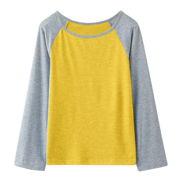Boys Girls Summer Tops Tees Casual Raglan Long Sleeve Color Block Patchwork Stylish Tee Blouse Daily Spring Shirts For Kid 10-11T