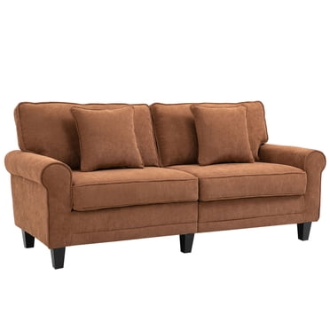 HOMCOM Modern 3-Seater Sofa Corduroy Fabric Couch with Rolled Armrests