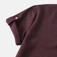 thumbnail image 4 of Shirts for men Casual Solid Stand Collar Short Sleeve Button Closure Shirt Hawaii Blouse, 4 of 8