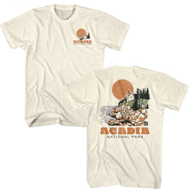 National Parks Acadia Front And Back Natural Adult T-Shirt ***F&B*** M