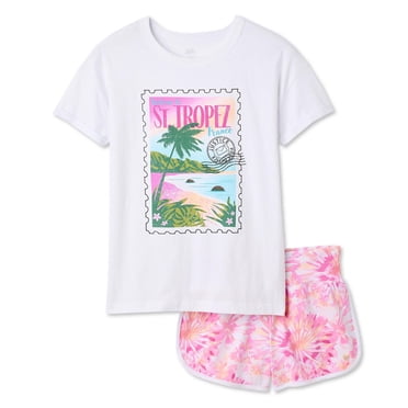 Justice Girls' Two Piece T-Shirt and Short Set