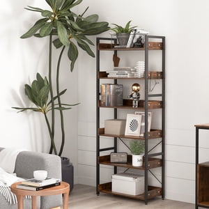 Giantex Industrial 6-Tier Bibliothèque, étagère de rangement autonome, bibliothèque en bois