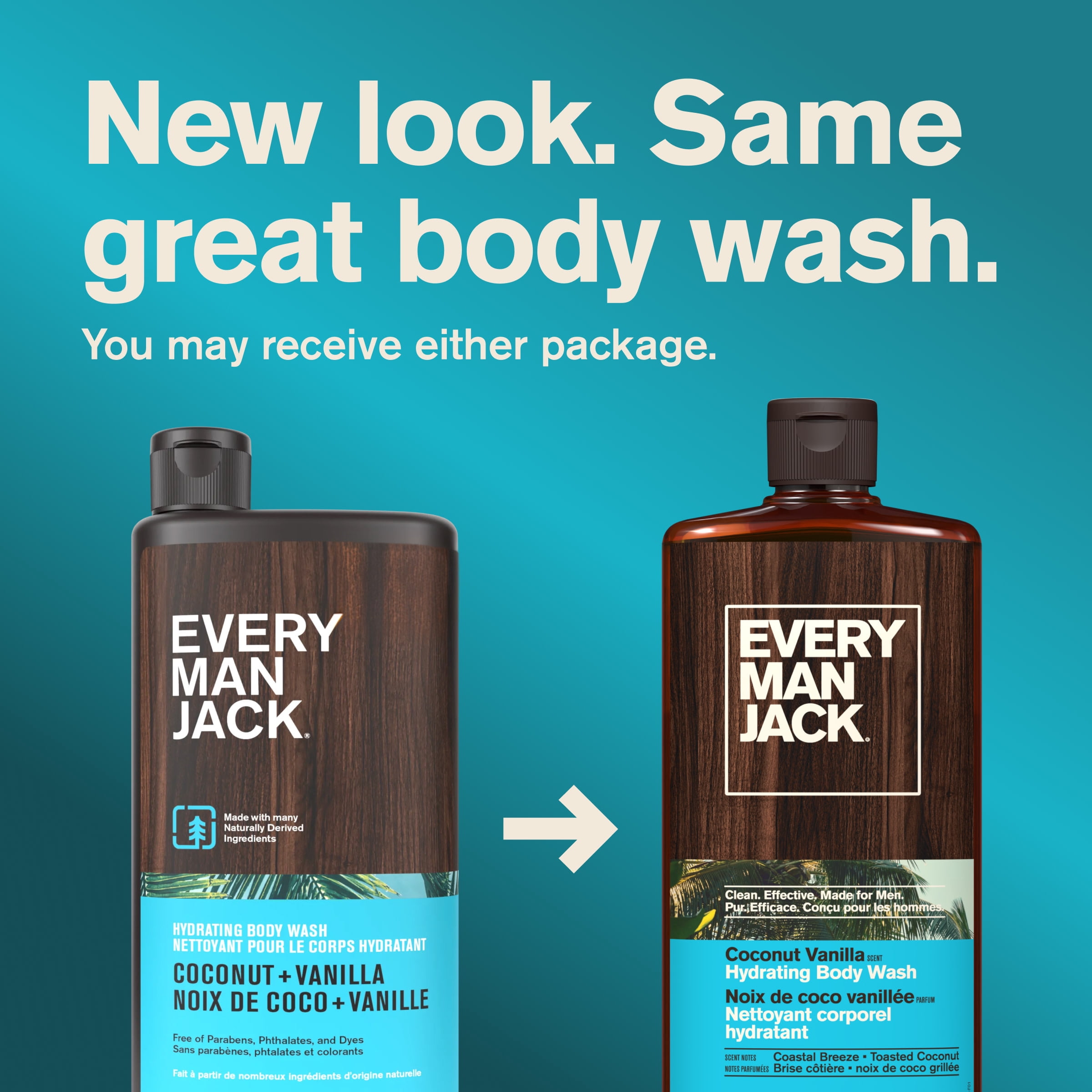 Every Man Jack Coconut + Vanilla Hydrating Body Wash for Men, Naturally Derived