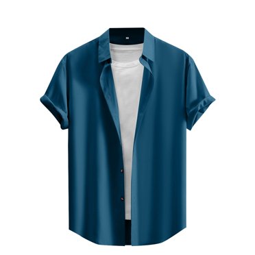 LUOGENLI Male T-shirts for Mens Men's Short Sleeved Shirt Solid Color Net Color Fashion Men's Four Elastic Men's Shirt Summer Dark Green 4xlt Mens T-shirts Graphic Tees Easter Sky Blue M
