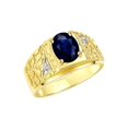 thumbnail image 4 of RYLOS Men's Rings Yellow Gold Plated Silver Designer Nugget Ring Oval 9X7MM Gemstone &  Diamonds  Sapphire Birthstone Rings For Man Size 8, 4 of 7