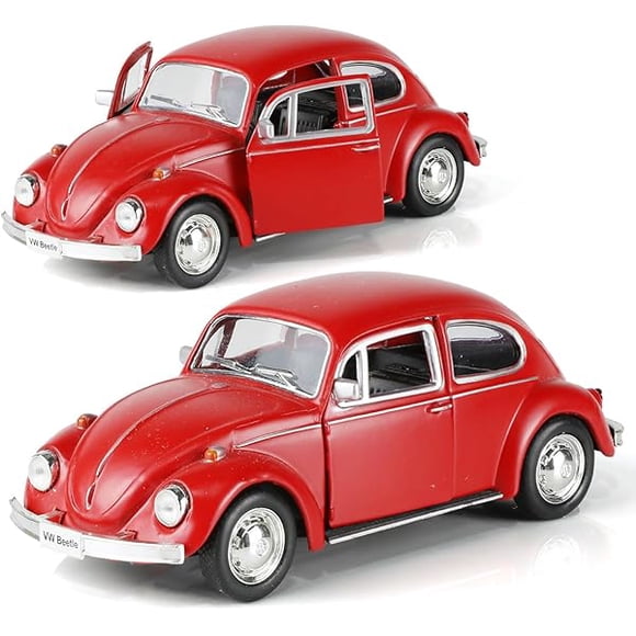 Nuotie Compatible for Volkswagen Beetle Car Toy Model 1:36 Alloy Metal Diecast Classic Vehicle Vintage Auto Red VW Bug Pull Back Collection Gift Ornament for Aldult Kid Men